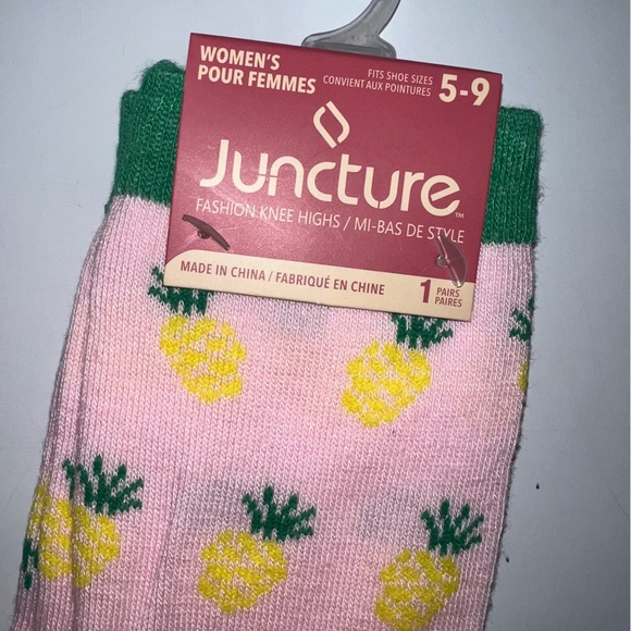 Women’s Fun Socks Set - Pineapples and Rainbows Design - Fashion Knee Highs - Picture 2 of 4